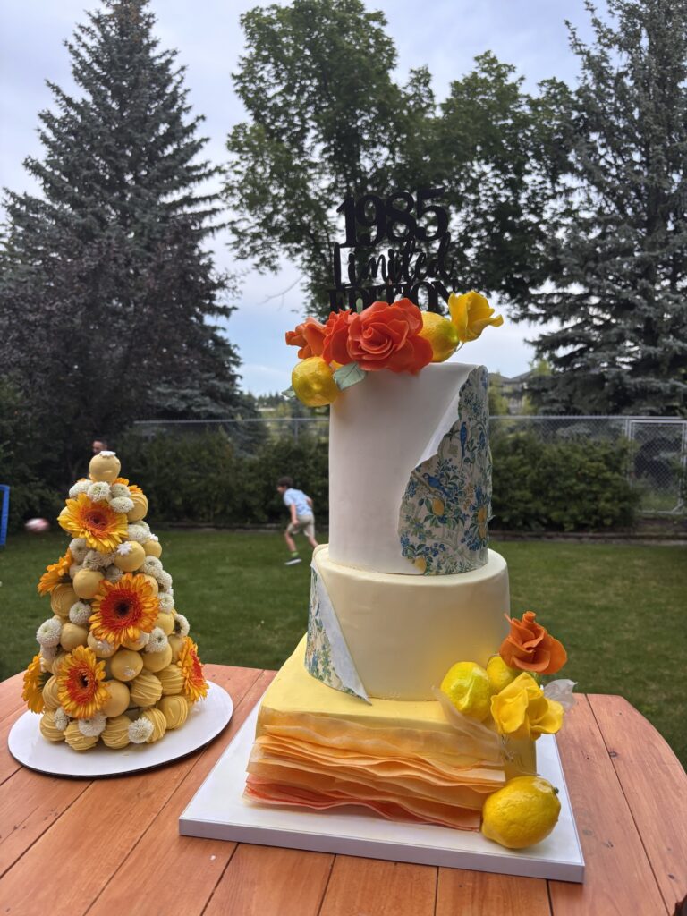 My birthday cake from another angle – Afsheed custom dessert table in Calgary.
